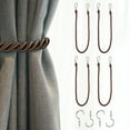 thumbnail image 1 of Uxcell 4 Pack Curtain Tiebacks, 75cm/29.5" Braided Drapery Holdback Holder Decorative Rope Tie Back with Metal Screw Hooks for Home Office Decor, Dark Brown, 1 of 7
