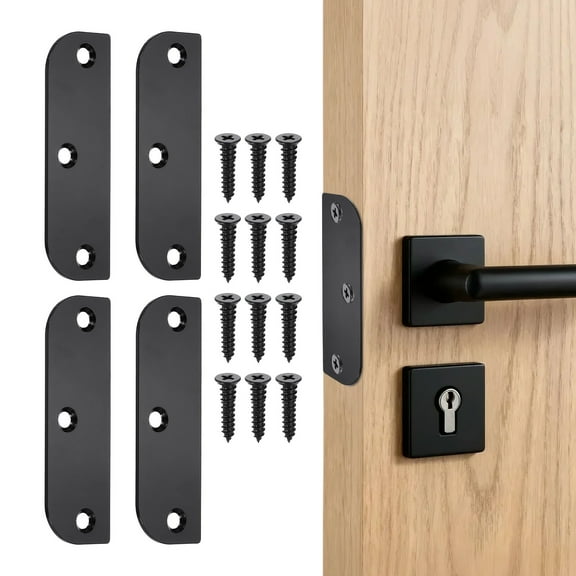 Uxcell 4 Pack Door Hinge Filler Plates, 3.5 Inch with 5/8 Inch Stainless Steel Door Hinge Shims Doors Hole Cover Plate with Screws, Black