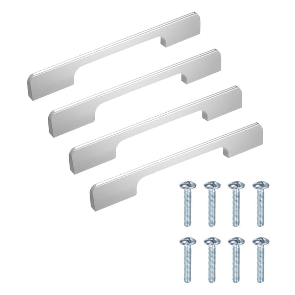 Uxcell 4 Pack Drawer Pulls, 6 Inch(160mm) Hole Spacing Square Kitchen Handles, Furniture Hardware Handles for Bathroom Dresser, Cupboard and Wardrobe, Matte Silver