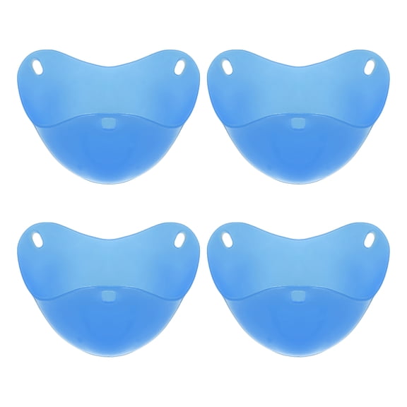 Uxcell 4 Pack Egg Poacher, Nonstick Silicone Egg Poacher Cups Poached Cups Kitchen Breakfast Gadget for Microwave Air Fryer Stove Top Cooking Boiled Poached, Blue
