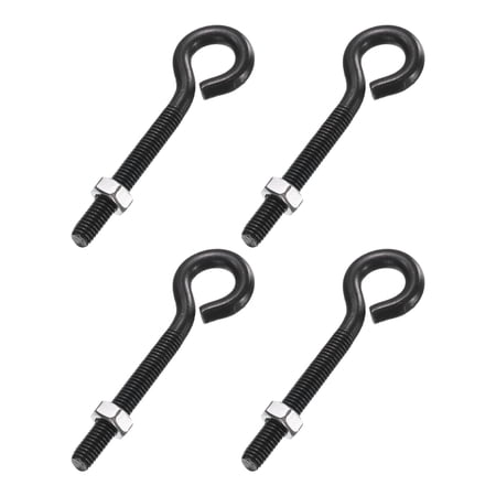 Uxcell 4 Pack Eye Bolts, M5 x 35mm 304 Stainless Steel Threaded EyeBolt Black Eye Hooks with Nut for Hanging or Securing Cables