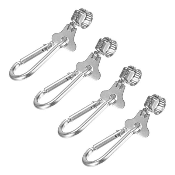 Uxcell FlagPole Ring Adjustable FlagPole Clip with FlagPole Clamp Silver 0.2-0.5 Inch 4pcs