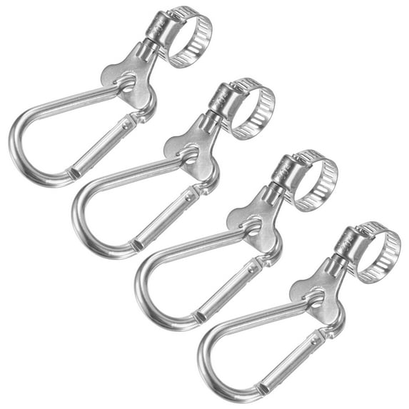 Uxcell FlagPole Ring Adjustable FlagPole Clip with FlagPole Clamp Silver 0.5-0.7 Inch 4pcs