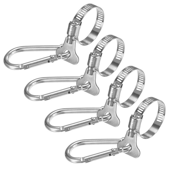 Uxcell FlagPole Ring Adjustable FlagPole Clip with FlagPole Clamp Silver 0.7-1.3 Inch 4pcs