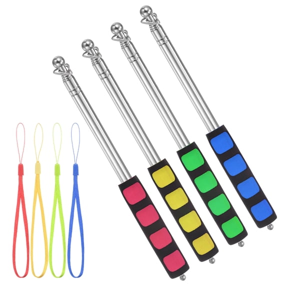 Uxcell 4 Pack Flag Pole - Telescopic Handheld Flagpoles, Stainless Steel Tour Guide Portable Flag Pole 3.94 ft  9.84 in