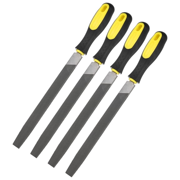 Uxcell 4-Pack Flat Metal File 8 Inch, High Carbon Steel File Hand W Handle