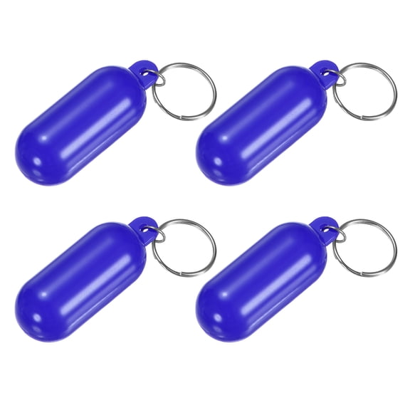 Uxcell 4-Pack Floating Key Chain for Boating, Waterproof Bright Color Key Rings for Outdoor Water Sport [Blue]
