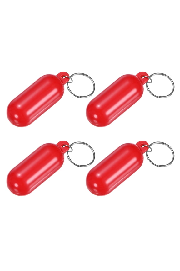 4-Pack Floating Key Chain for Boating, Waterproof Bright Color Key Rings for Outdoor Water Sport [Red]