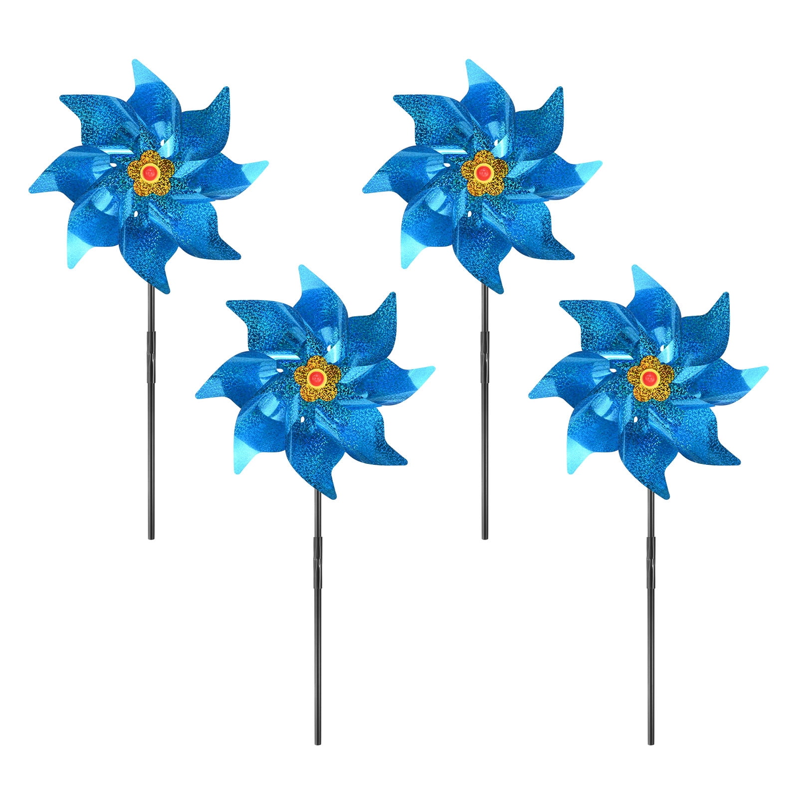 Pinwheel Flowwer Uxcell 4-Pack Flower Wind Spinner Sparkly Lawn Pinwheels, 20 Inch ...