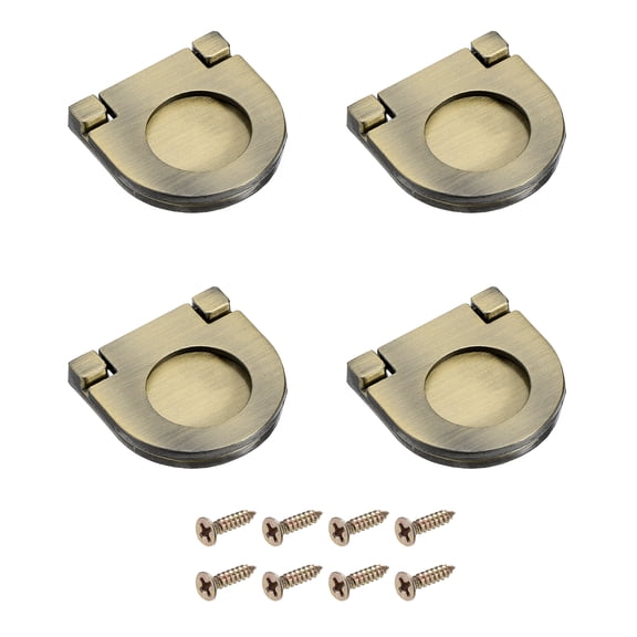 Uxcell 4 Pack Flush Pull Handle, 1.38 Inch Hidden Recessed Furniture Grip Ring Pull, Bronze
