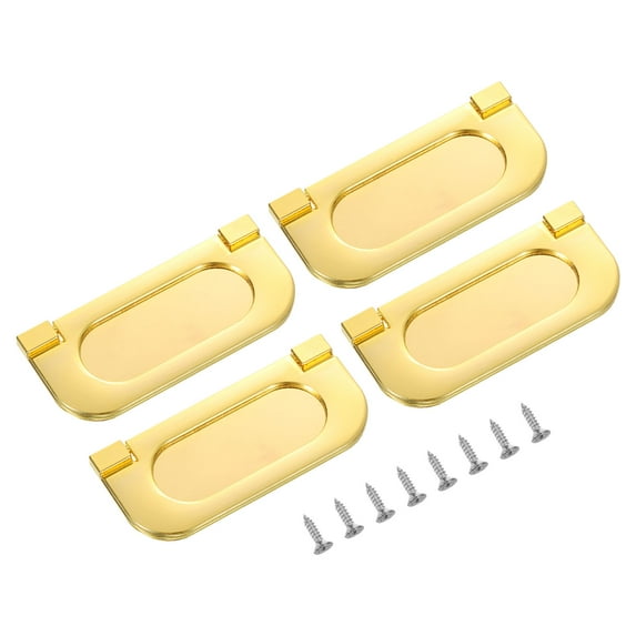 Uxcell 4 Pack Flush Pull Handle, 3 Inch Hidden Recessed Furniture Grip Ring Pull, Gold