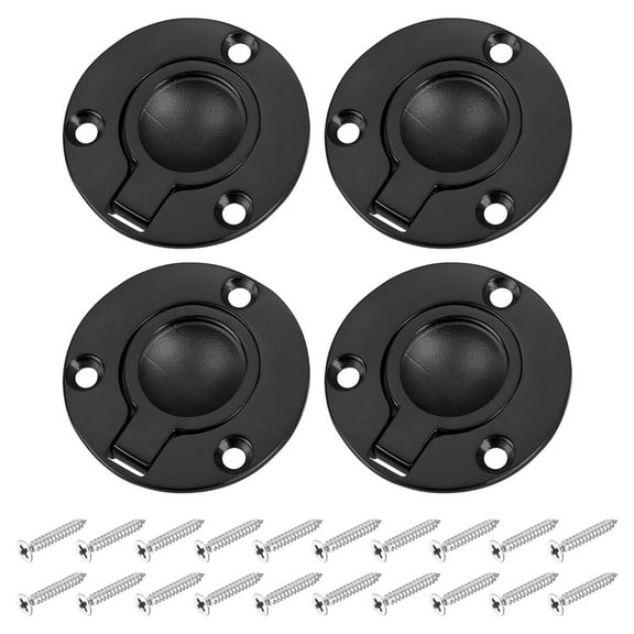 Uxcell 4 Pack Flush Ring Pull, 1.97" x 1.97" Stainless Steel Round Recessed Door Pull with Screws, Black