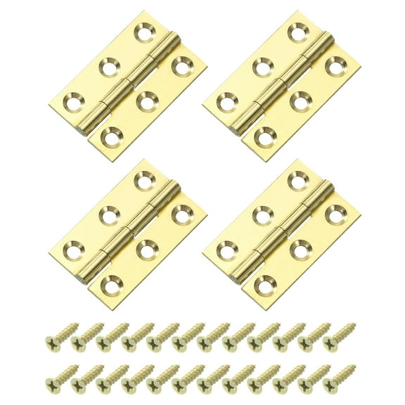 Uxcell 4 Pack Folding Butt Hinges, 1.5 Inch Brass Small Door Hinges Butt Cabinet Hinges