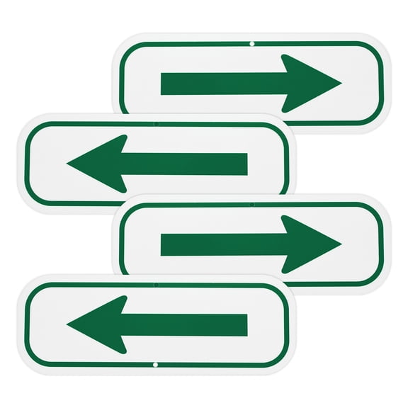 Uxcell 4-Pack Green Arrow Signs, 9.84 x 3.54 Aluminum Reflective One-way Arrow Sign for Outdoor Lawn Garden Decorations, Street Sign [White/Green]