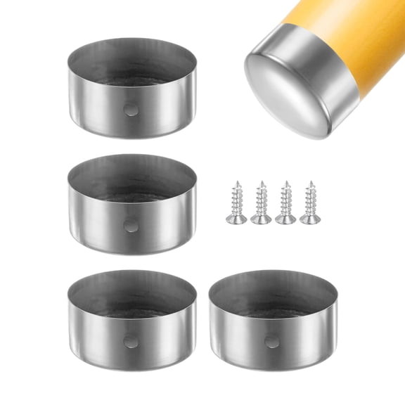 Uxcell 4 Pack Handrail End Caps 1.77 inch Inner Diameter Stainless Steel Round Handrail End Caps Silver Tone