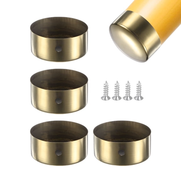 Uxcell 4 Pack Handrail End Caps 1.77 inch Inner Diameter Stainless Steel Round Handrail End Caps Gold Tone