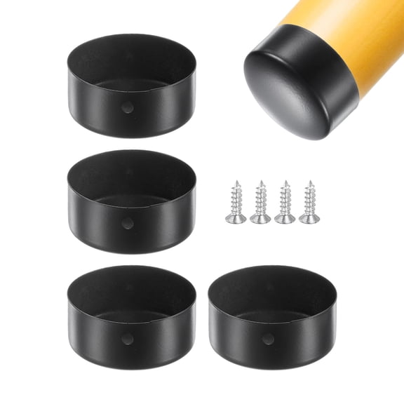 Uxcell 4 Pack Handrail End Caps 1.97 inch Inner Diameter Stainless Steel Round Handrail End Caps Black