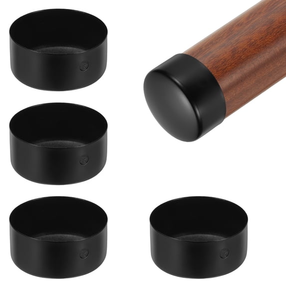 Uxcell 4 Pack Handrail End Caps, 50mm(1.97") Stainless Steel Round Handrail End Cover Hand Railing Fittings Protector for Wooden Staircase Handrails Guardrail Furniture, Black