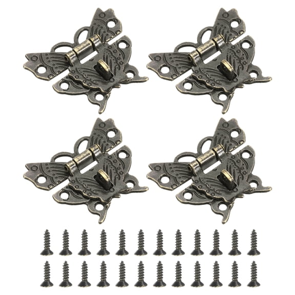 Uxcell 4 Pack Hasp Latch, 43 x 50mm Butterfly Decorative Retro Box Toggle Latch, Bronze