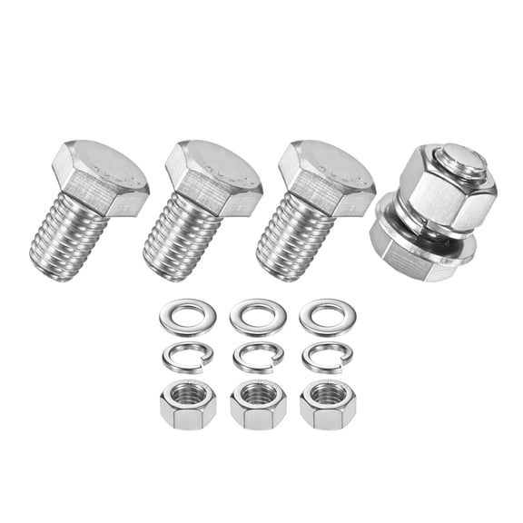 Uxcell 4-Pack Hex Head Screw Bolt with Nuts Flat & Lock Washers M12x20mm