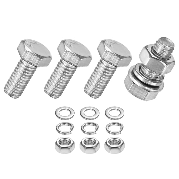 Uxcell 4-Pack Hex Head Screw Bolt with Nuts Flat & Lock Washers M5x10mm