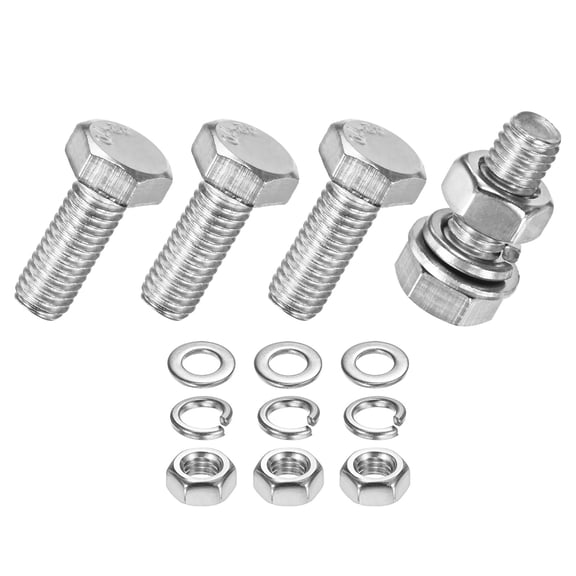 Uxcell 4-Pack Hex Head Screw Bolt with Nuts Flat & Lock Washers M5x12mm