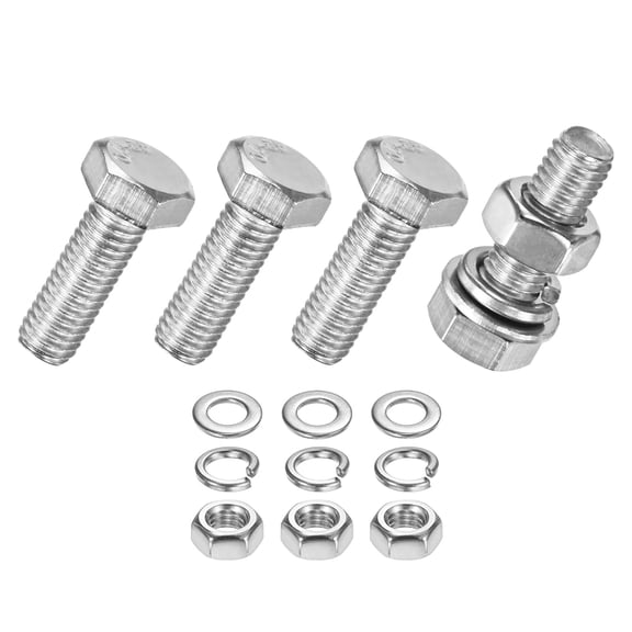 Uxcell 4-Pack Hex Head Screw Bolt with Nuts Flat & Lock Washers M5x14mm