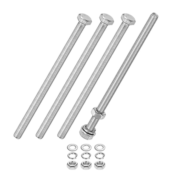 Uxcell 4-Pack Hex Head Screw Bolt with Nuts Flat & Lock Washers M5x90mm