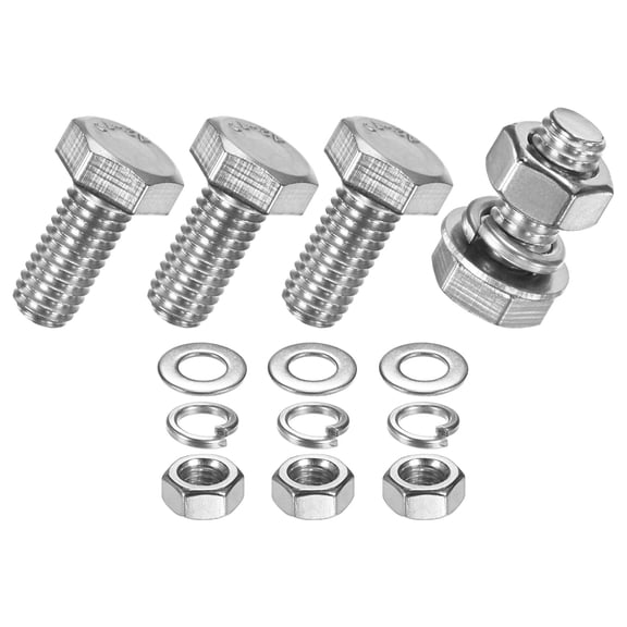 Uxcell 4-Pack Hex Head Screw Bolt with Nuts Flat & Lock Washers M8x16mm