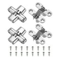 thumbnail image 1 of Uxcell 4 Pack Hidden Cabinet Door Hinges, 1.65" x 0.49" 180 Degree Cross Concealed Hinge for Wooden Box Invisible Door, Silver, 1 of 6