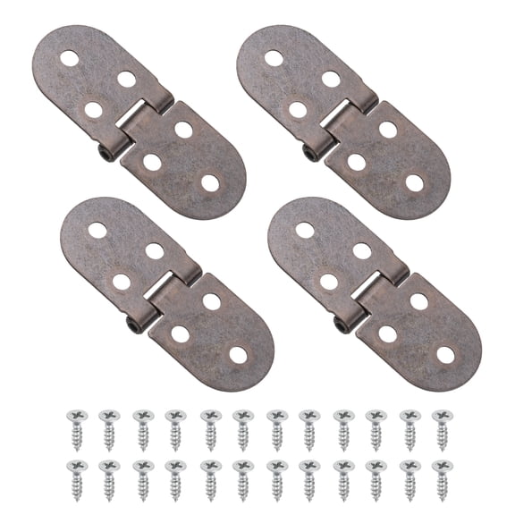 Uxcell 4 Pack Hidden Folding Table Hinges, 3.15" x 1.22" Iron Flat Hinge, 180 Degree Furniture Hinges for Wood Table Kitchen Cabinet Door, Red Copper