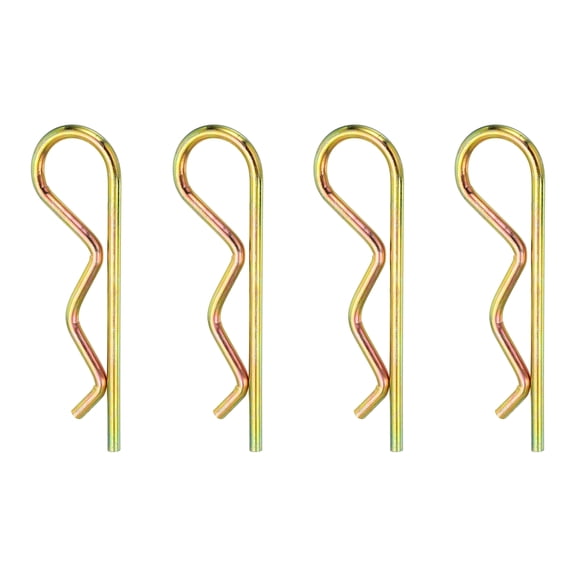 Uxcell 4 Pack Hitch Pin Clip, 5x120mm R Clips Spring Steel Gold, Retaining Wire Hairpin Cotter Pins for Trailer Tractor Mower Carts Truck Pin Fastener