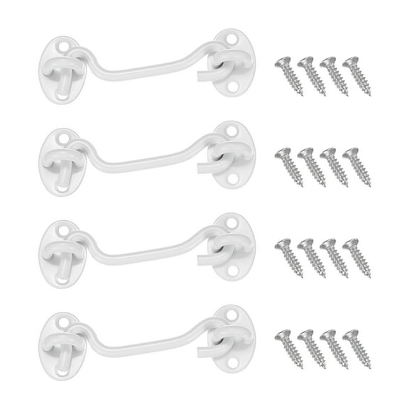 Uxcell 4-Pack Hook and Eye Latch for Door 4 Inch Stainless Steel Gate Latch Barn Door Lock White Hook and Eye Gate Latch
