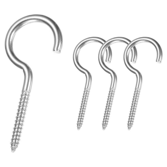 Uxcell 4-Pack Hooks Screw, M3 1.6" 304 Stainless Steel Heavy Self Tapping Eye Bolts Pins Ceiling Hooks [Silver]