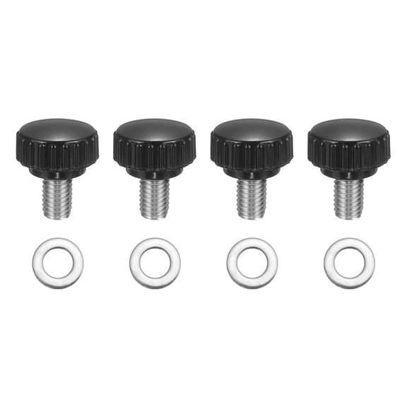 Uxcell 4 Pack Knurled Clamping Knobs, M8 x 12mm Metric 304 Stainless Steel Male Thread Thumb Screws 22mm Width Knurled Handle Bolts Grip with Washers for Machine Umbrella Base Replacement