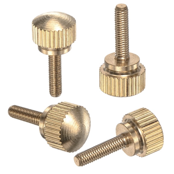 Uxcell 4-Pack Knurled Thumb Screws, M3x12mm Solid Brass Flat Head Knobs Bolts with Shoulder Grip Fasteners