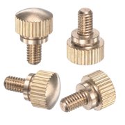 Uxcell 4-Pack Knurled Thumb Screws, M4x6mm Solid Brass Flat Head Knobs Bolts with Shoulder Grip Fasteners