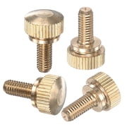 Uxcell 4-Pack Knurled Thumb Screws, M5x10mm Solid Brass Flat Head Knobs Bolts with Shoulder Grip Fasteners