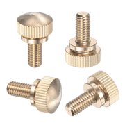 Uxcell 4-Pack Knurled Thumb Screws, M6x12mm Solid Brass Flat Head Knobs Bolts with Shoulder Grip Fasteners