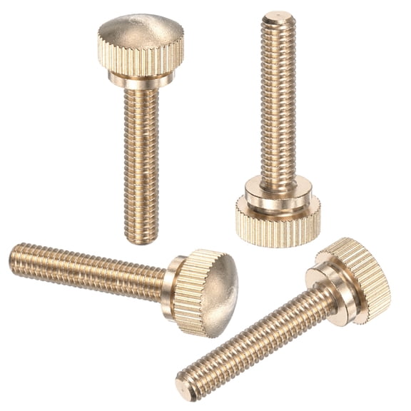 Uxcell 4-Pack Knurled Thumb Screws, M6x30mm Solid Brass Flat Head Knobs Bolts with Shoulder Grip Fasteners