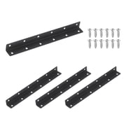 Uxcell 4 Pack L Brackets, Stainless Steel Corner Braces 90 Degree Angle Brackets with Screws for Wood Shelf Table Chair Cabinets Bookshelf 10.83"x0.98"x0.98", Black