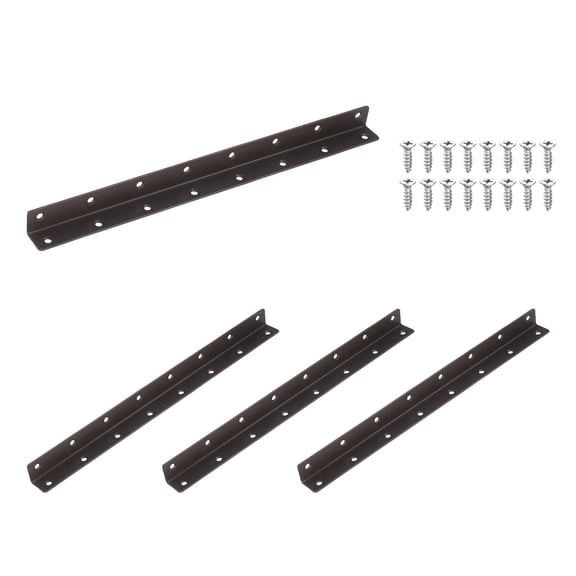 Uxcell 4 Pack L Brackets, Stainless Steel Corner Braces 90 Degree Angle Brackets with Screws for Wood Shelf Table Chair Cabinets Bookshelf (14.76"x0.98"x0.98", Bronze)