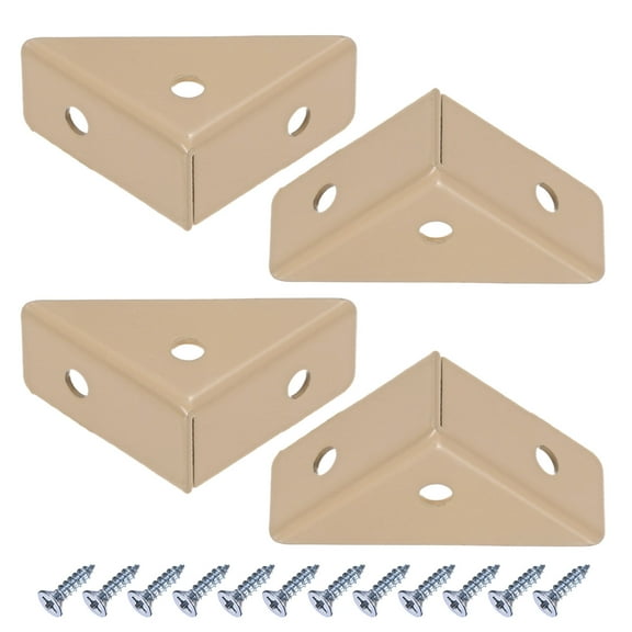 Uxcell 4-Pack L-Shape Corner Brace, 1.5 x 1.5 in Stainless Steel Right Angle Support Brackets Fastener Joint [Khaki]