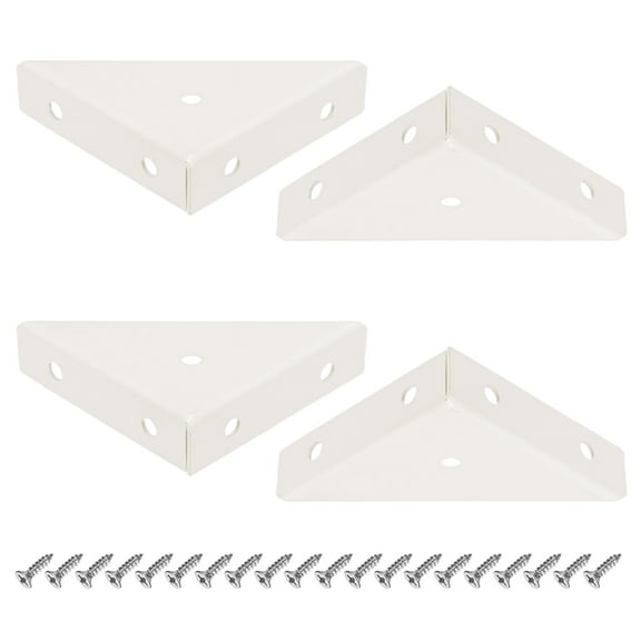 Uxcell 4-Pack L-Shape Corner Brace, 2.56 x 2.56 in Stainless Steel Right Angle Support Brackets Fastener Joint [Beige]