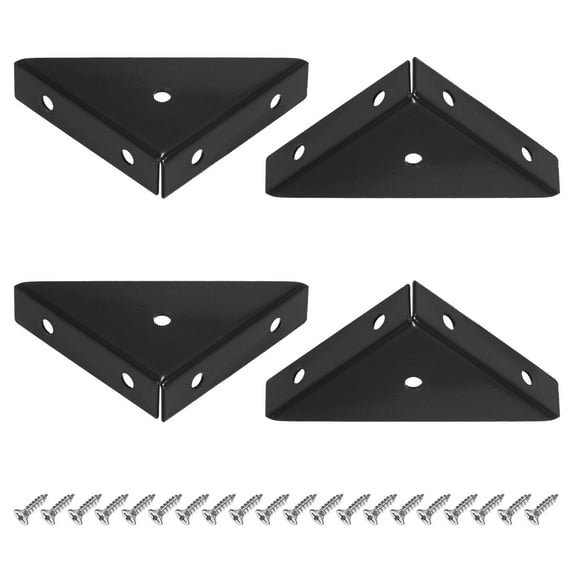 Uxcell 4-Pack L-Shape Corner Brace, 2.56 x 2.56 in Stainless Steel Right Angle Support Brackets Fastener Joint [Black]