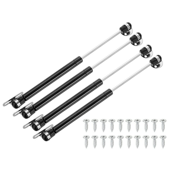 Uxcell 4 Pack Lid Support Hinges,12 Inch 200N Gas Struts Soft Close Folding Lid Stay Hinges Lift Support Slow Lowering Pneumatic Lid Buffer for Cabinet Closet Wardrobe, Black