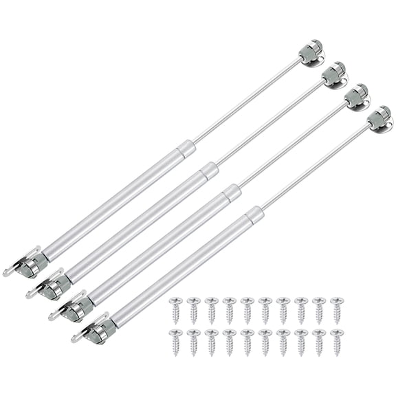 Uxcell 4 Pack Lid Support Hinges, 14 Inch 200N Gas Struts Heavy Duty Gas Spring Soft Close Lid Stay Hinges Lift Support with l Mounts for Tool Box Cabinet, Silver