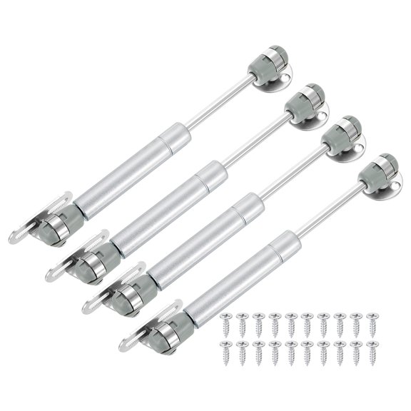 Uxcell 4 Pack Lid Support Hinges,6 Inch 100N Gas Struts Soft Close Folding Lid Stay Hinges Lift Support Slow Lowering Pneumatic Lid Buffer for Cabinet Closet Wardrobe, Silver