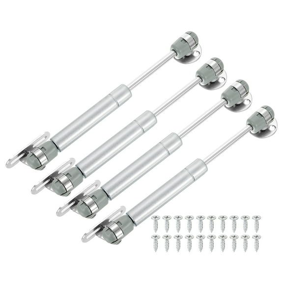 Uxcell 4 Pack Lid Support Hinges,6 Inch 30N Gas Struts Soft Close Folding Lid Stay Hinges Lift Support Slow Lowering Pneumatic Lid Buffer for Cabinet Closet Wardrobe, Silver