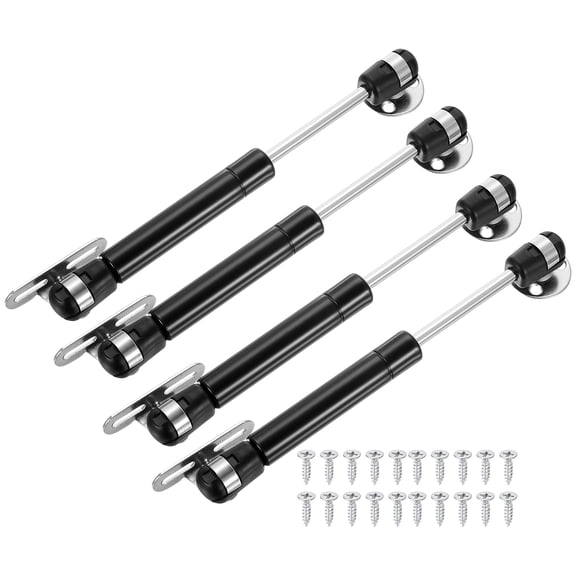Uxcell 4 Pack Lid Support Hinges,6 Inch 60N Gas Struts Soft Close Folding Lid Stay Hinges Lift Support Slow Lowering Pneumatic Lid Buffer for Cabinet Closet Wardrobe, Black
